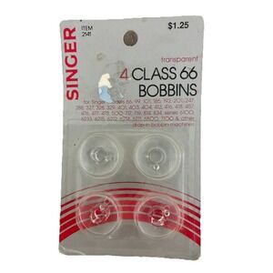 SINGER Class 66 transparent plastic bobbins 2141‎ (4) NEW